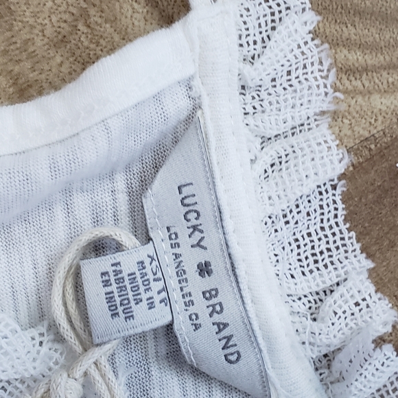 Lucky Brand Embroidered Yoke Ruffled Shirt - Short - Picture 2 of 3